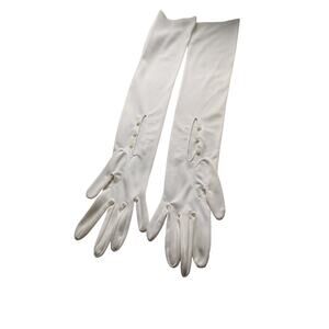 Vtge Finale White "Self-Stretch" Nylon Opera Gloves – 23" Mousquetaire  60's EVC
